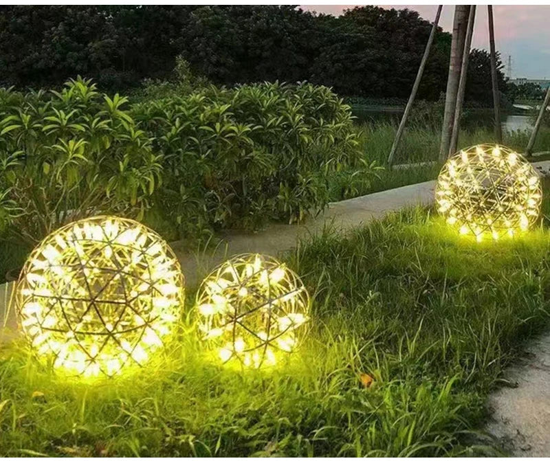 Modern Brief Loft Spark Ball LED Pendant Lighting Fixture Firework Stainless Steel  Remote Control Dimming 110-240V Accessories