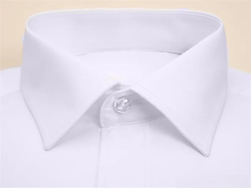 Men's High Quality Dress Shirts Long Sleeve Slim Fit Solid Stripe Business Formal White Shirt Male Pocket Social Clothing 7XL