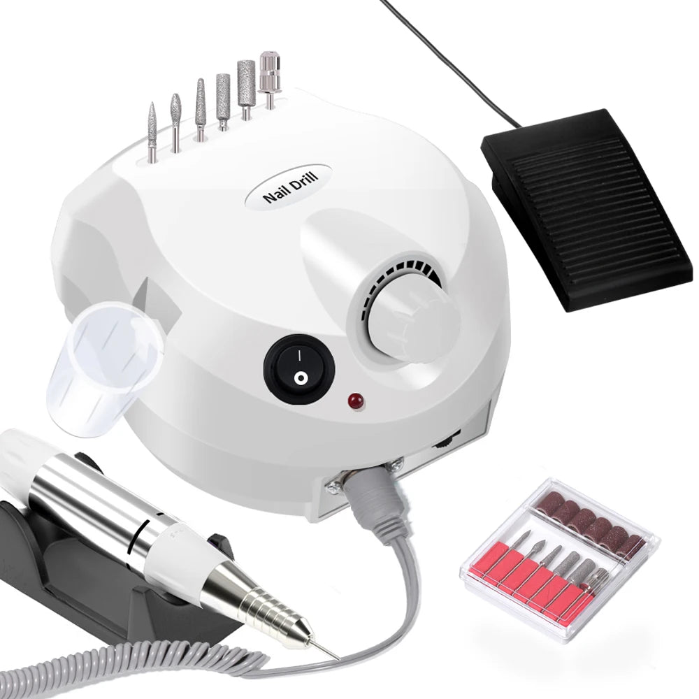 YIKOOLIN 35000RPM Electric Nail Drill Machine Manicure Pedicure Professional Nail Lathe Low Noise Cutters Nail File Kit