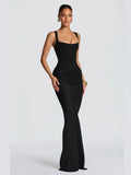 Sexy Women Solid Pleated Strapless Chic Dress Lady V-neck Off-shoulder Backless High Waist Split Vestido 2026 Evening Party Gown
