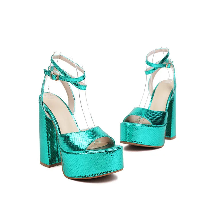 Big Size Oversize Large Size Sandals for Women and Ladies | Thick-Soled Thick Heeled Super High Heeled Sandals for Banquet Weddi