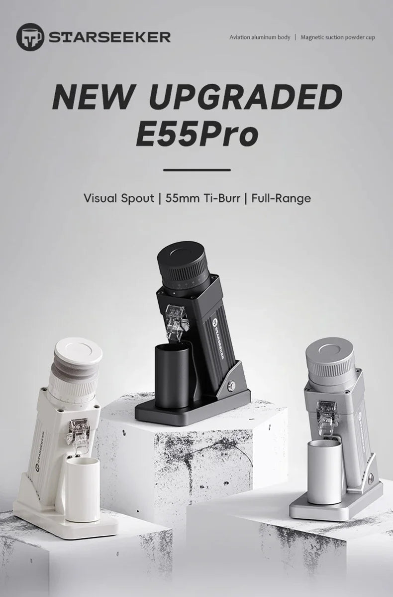 2026 Latest Electric Coffee Grinder 55mm Flat Burr Espresso Grinder Stepless Adjustment Cold Brew Coffee Bean Grinder for