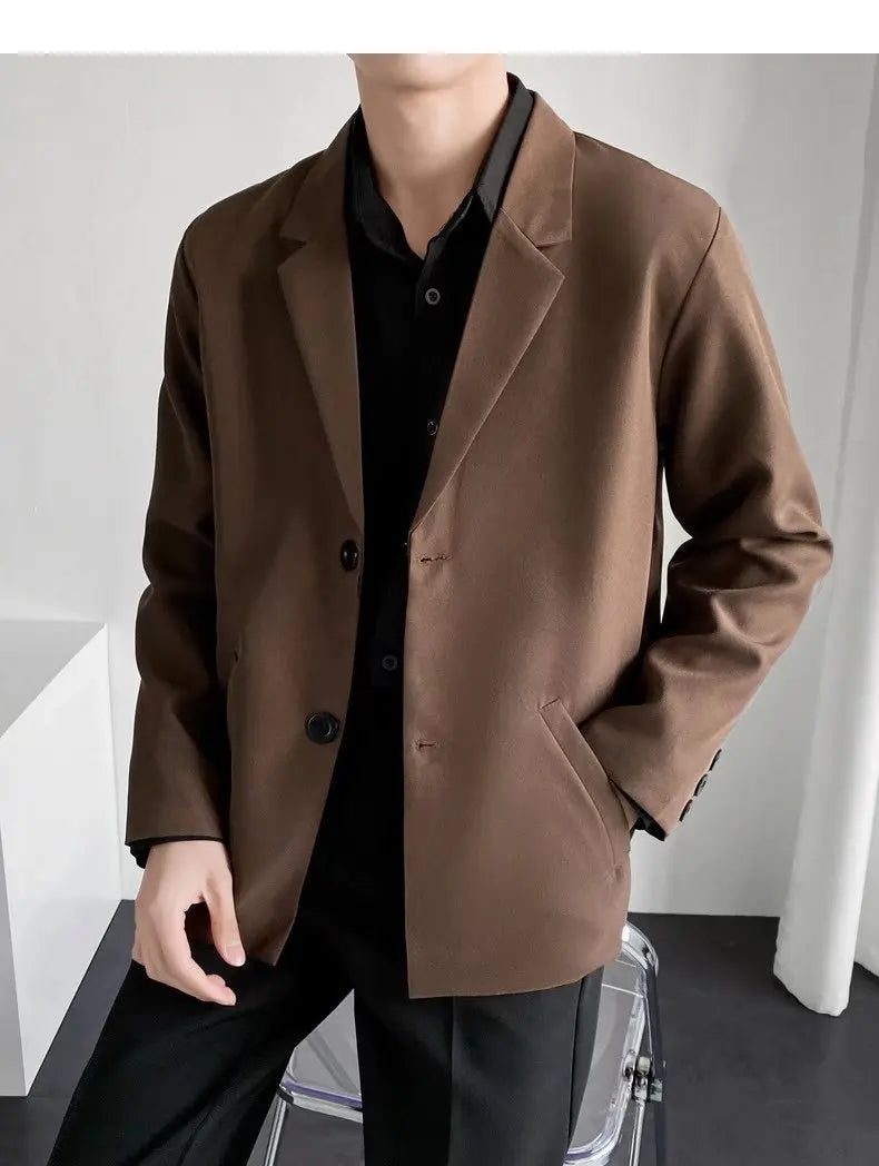 2025 men's spring and autumn casual suit jacket fashionable lightweight work office business slim fit Western style top