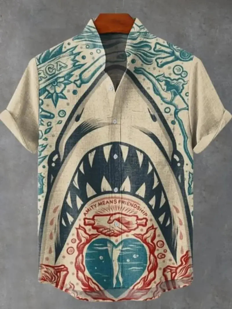 Men's Fashionable Casual Shirt Short Sleeved 3D Printed Pattern Clothing Shirt Linen Camisa Hawaiana Hombre Cosas Baratas