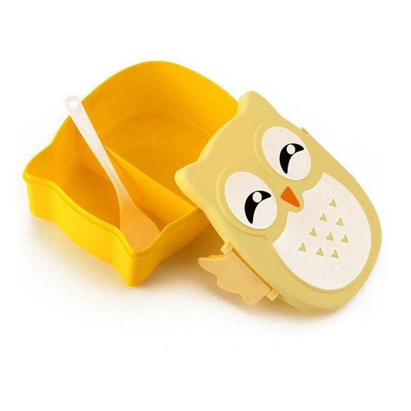 Hamburger Lunch Box Double Tier Cute Burger Bento Lunchbox Microwave Food Container Fork Tableware Set Owl Compartment