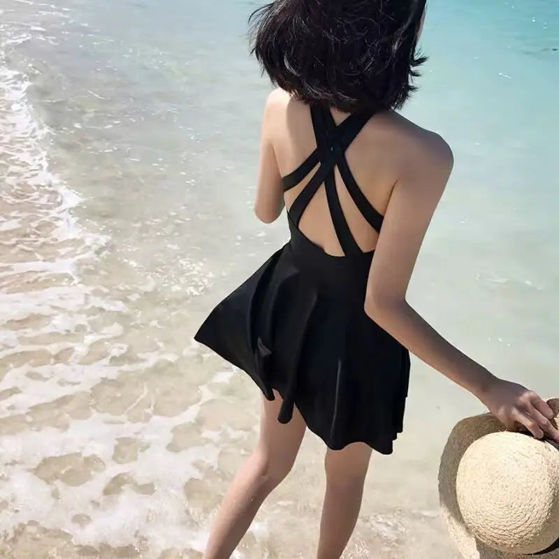 Retro Pink One-Piece Swimsuit for Girls Thermal Spring Women High-End Sensation Swimwear Steel Ring Gathered Conservative Pur...