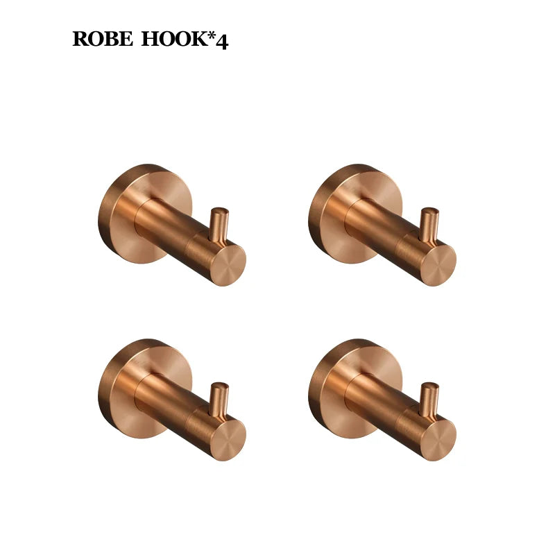 High-quality Brushed Rose Gold 304Stainless Steel Beautiful Wall Hook Toilet Paper Holder Towel Bar Bathroom Accessories