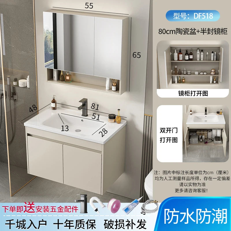 Wall Basin Bathroom Cabinet Set Sink Mirrors Shelves Bathroom Cabinets Storage Organizer Mobile Bagno House Accessories