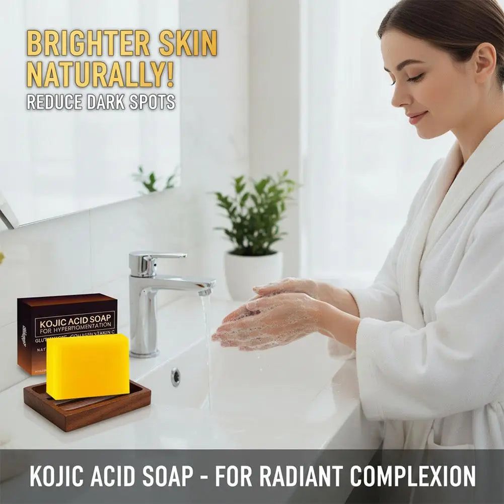 Pure Kojic Acid & Turmeric Soap Bar 100g,Skin Brightening Bar for Face & Body, Helps Improve Uneven Skin Tone, Dark Spots & Acne