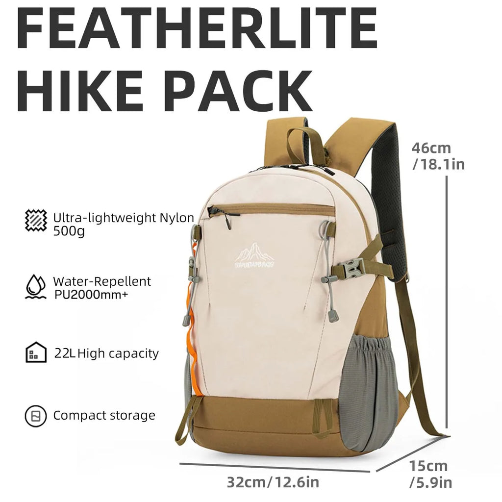 Outdoor Hiking Mountaineering Bag for Women, Lightweight Waterproof Ultra-Light Small Backpack 22 Liters Travel Climbing Lightweight Backpack for Junior High School Students and College Students