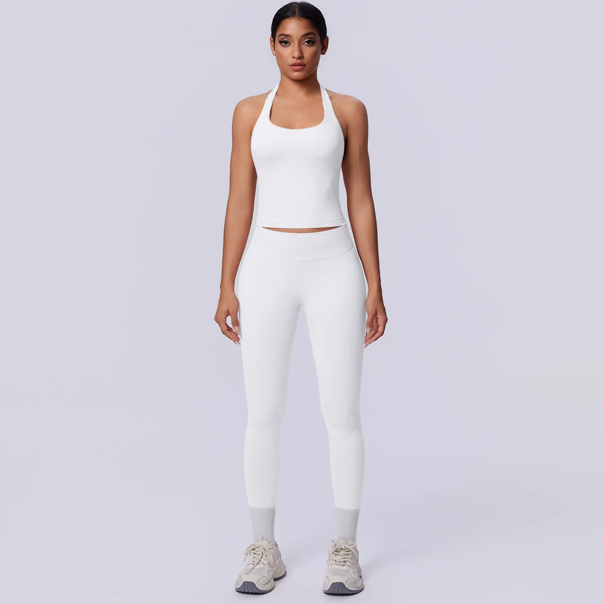 2PCS Woman Yoga Set Solid Color Sexy Fitness Top Summer Gym Workout High Stretch Female Pants Sports Fitness Clothing Yoga Set