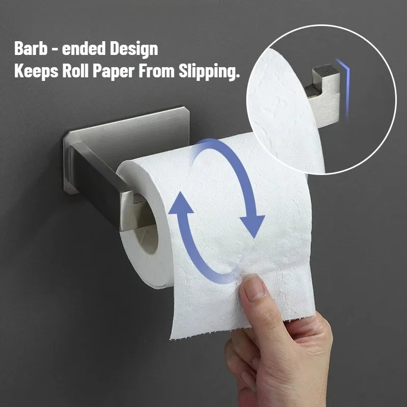 Stainless Steel Hygienic No Drill Toilet Paper Holder Wall Mounted for Bathroom Kitchen Tissue Roll Holder No Screw