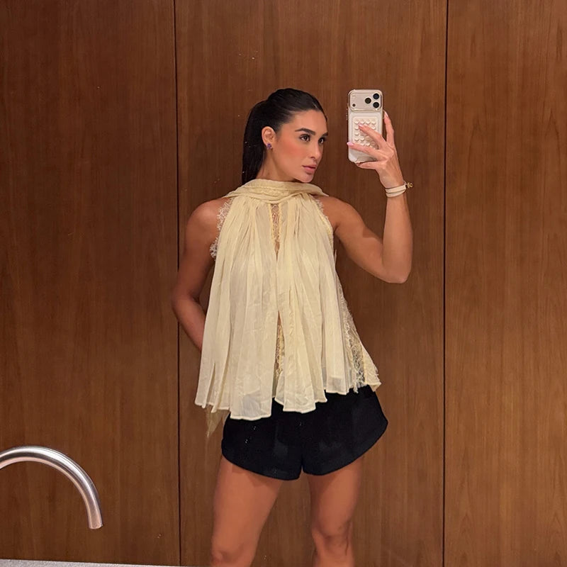 Elegant Short Sleeve Hollow Out Maxi Dresses Fashion Lace Patchwork Women Chiffon Dress 2026 Summer New Lady V Neck Long Robes