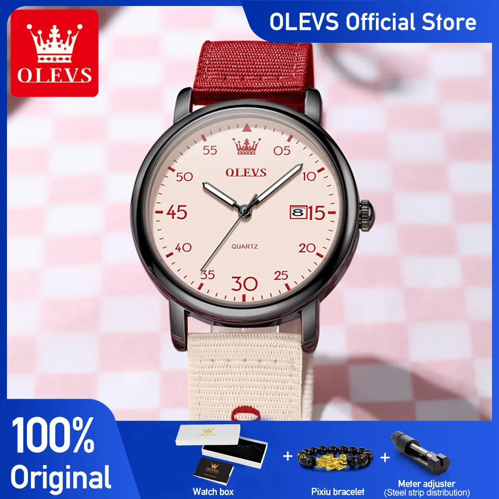 OLEVS 2997 Original Quartz Movement Student Fashion Watch Calendar Digital Dial Night Light Function 30m Waterproof Watch