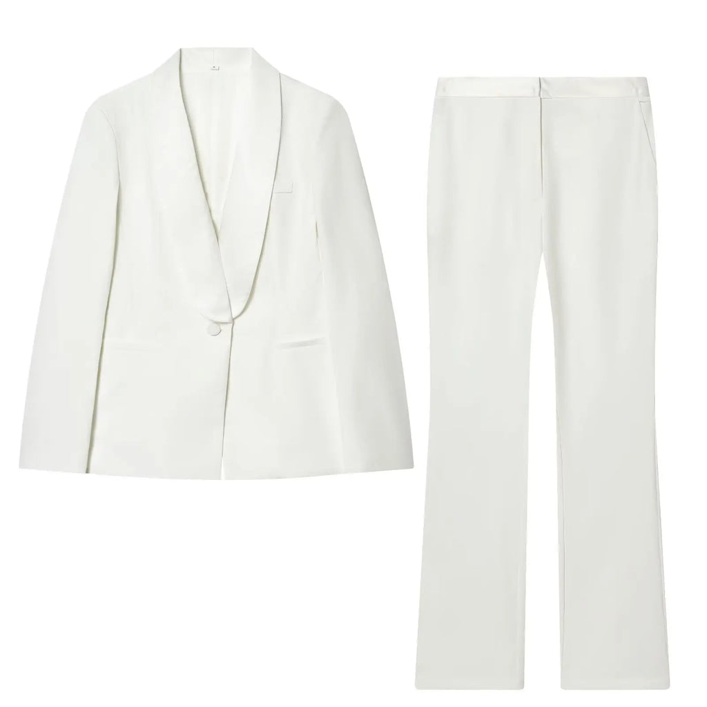 HH 2026 Women New Fashion Solid 2-Piece Set Single Button Long Sleeve Blazer Jacket+High Waist Zipper Pockets Solid Long Pants