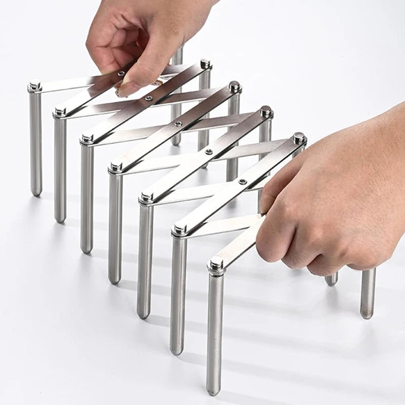 Retractable Foldable Stainless Steel Plate Dish Holder Shelf Pot Lid Rack Pan Lid Organizer Tableware Storage Kitchen Gadgets
