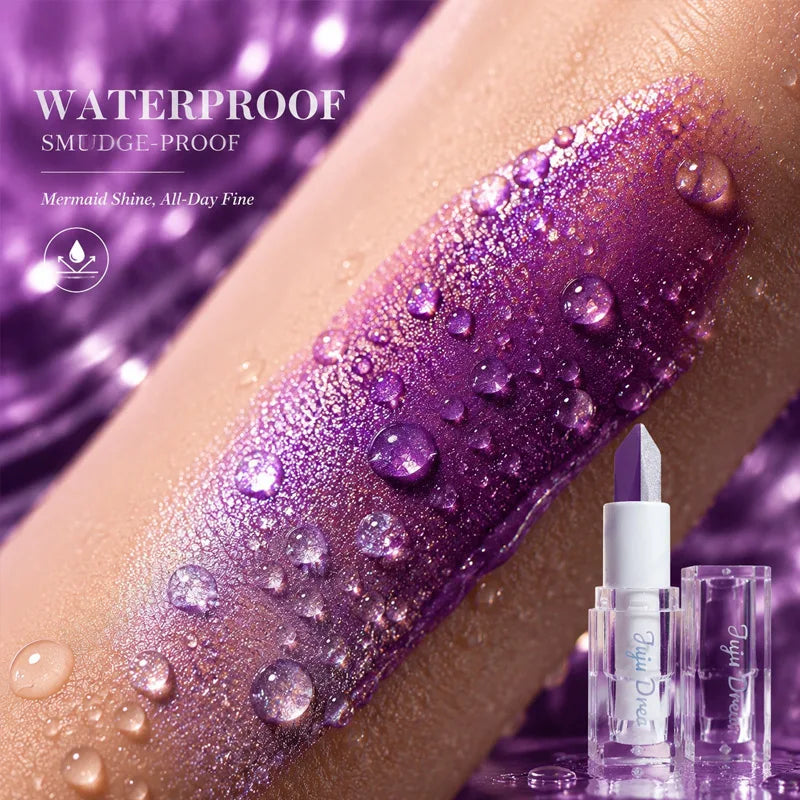JUJU DREAM Dual-Color Gradient Mermaid Lipstick Shimmer Shiny Purple Moisturizing