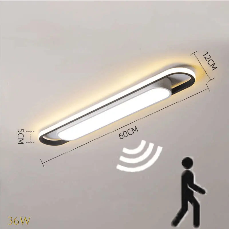 Living room, bedroom, study, human body sensing rectangular LED ceiling light, minimalist modern light, long strip, creative bal
