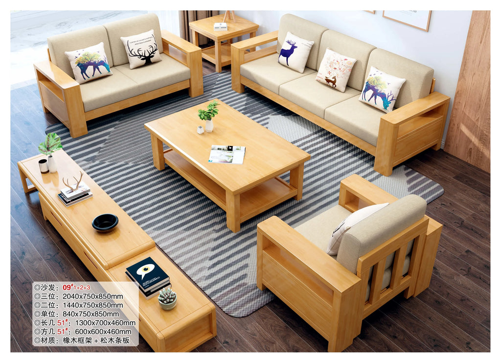*# Modern Chinese Solid Wood Sofa Set Classic Living Room Small Household Furniture 1 2 3 Combination Sectional Fabric Sofa