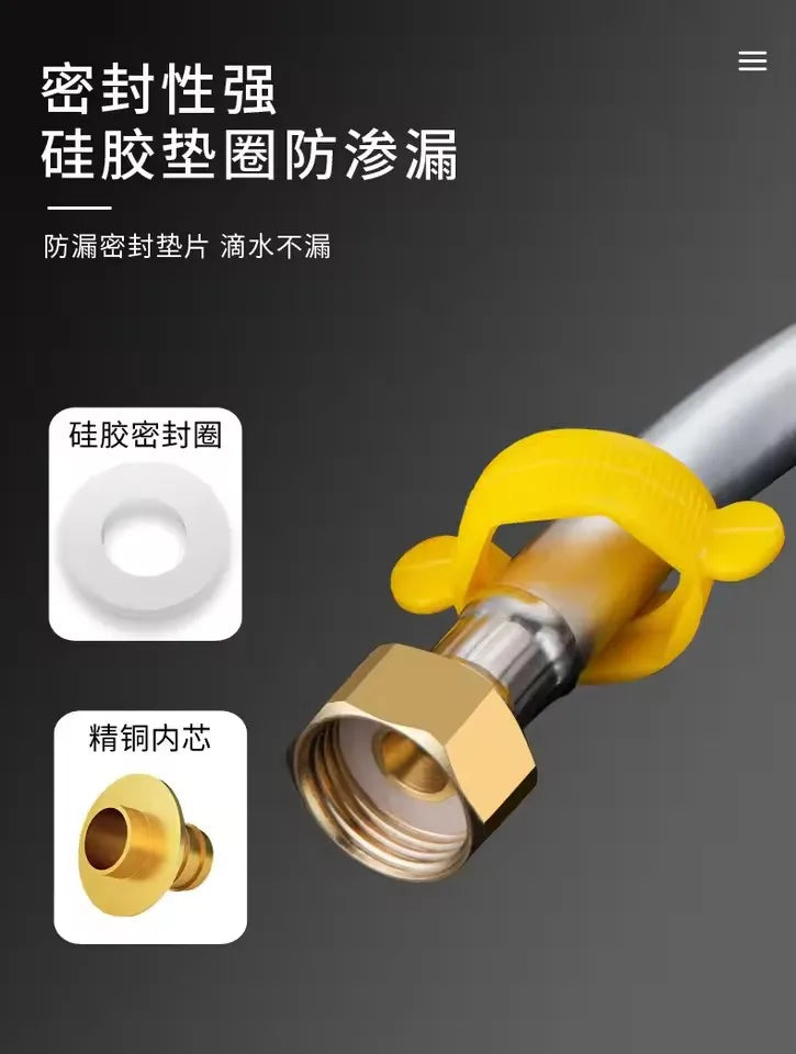 New 20-200cm PVC Water Inlet Hose G1/2" Plumbing Hose Bathroom Heater Hot and Cold Explosion Proof Connecting Pipe Household