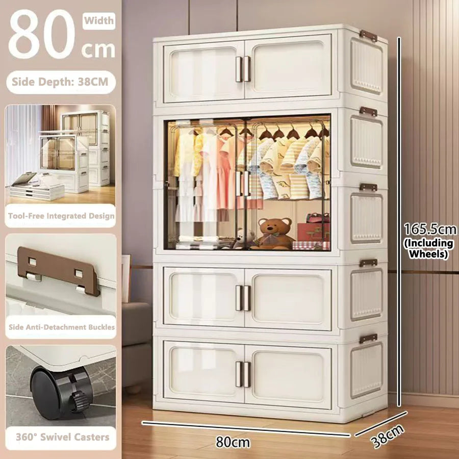 Folding Storage Cabinet Wall Mounted Foldable Locker Compact Organizer for Home Office Space Saving Design