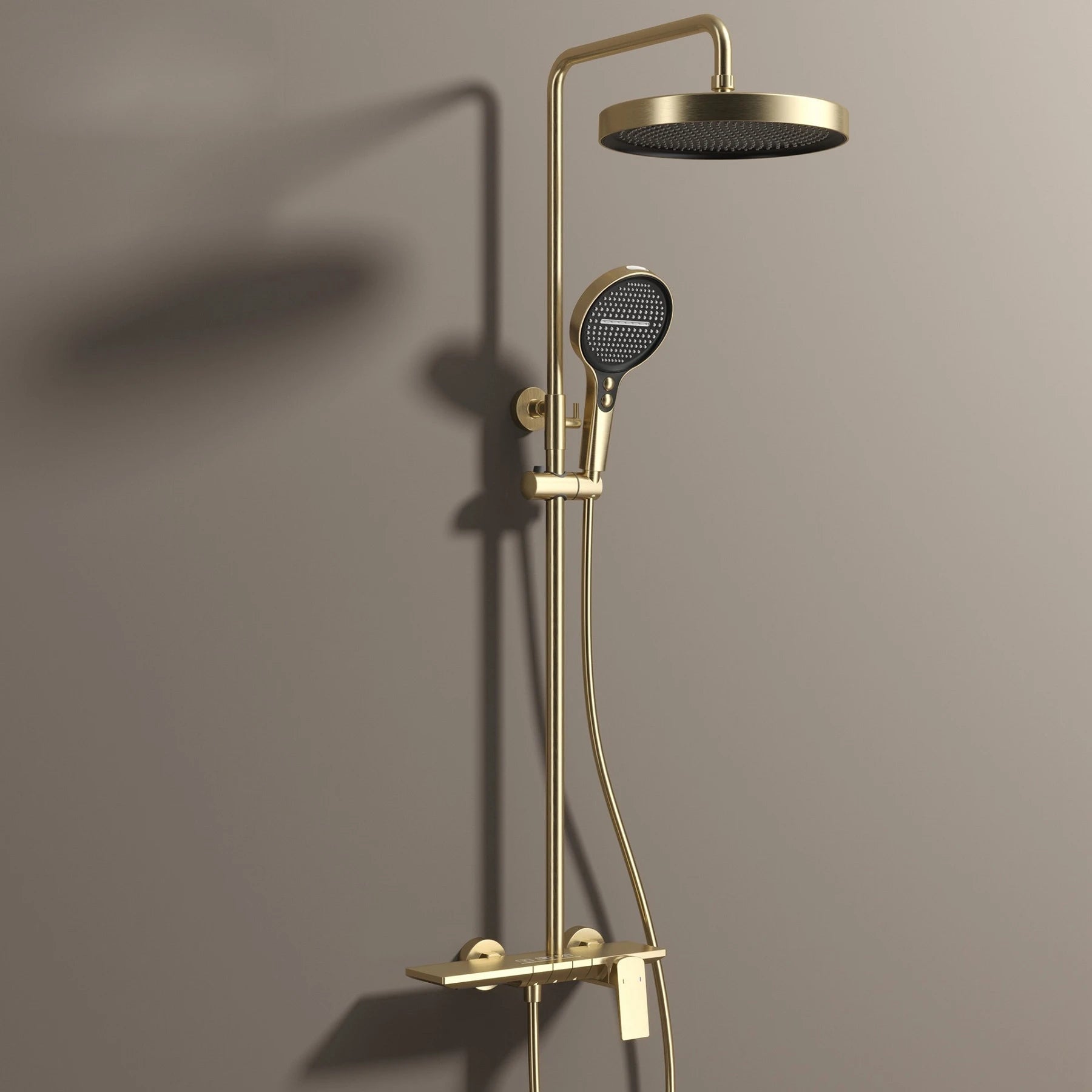 Hot Cold Piano Bathroom Shower System Set Brushed Rose Gold Waterfall Bathroom Faucet Rainfall Piano Bathroom Shower Set