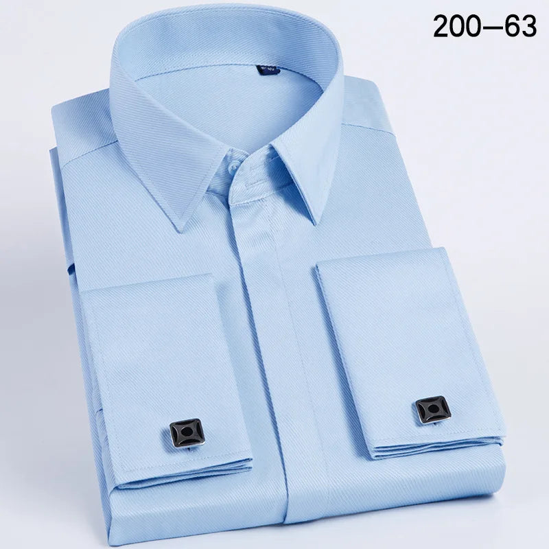 2026 Men's Long-sleeved Shirt High-grade Niche Chic Double Folded Sleeve Windsor Collar Dress Random SelectionFrench Cufflif