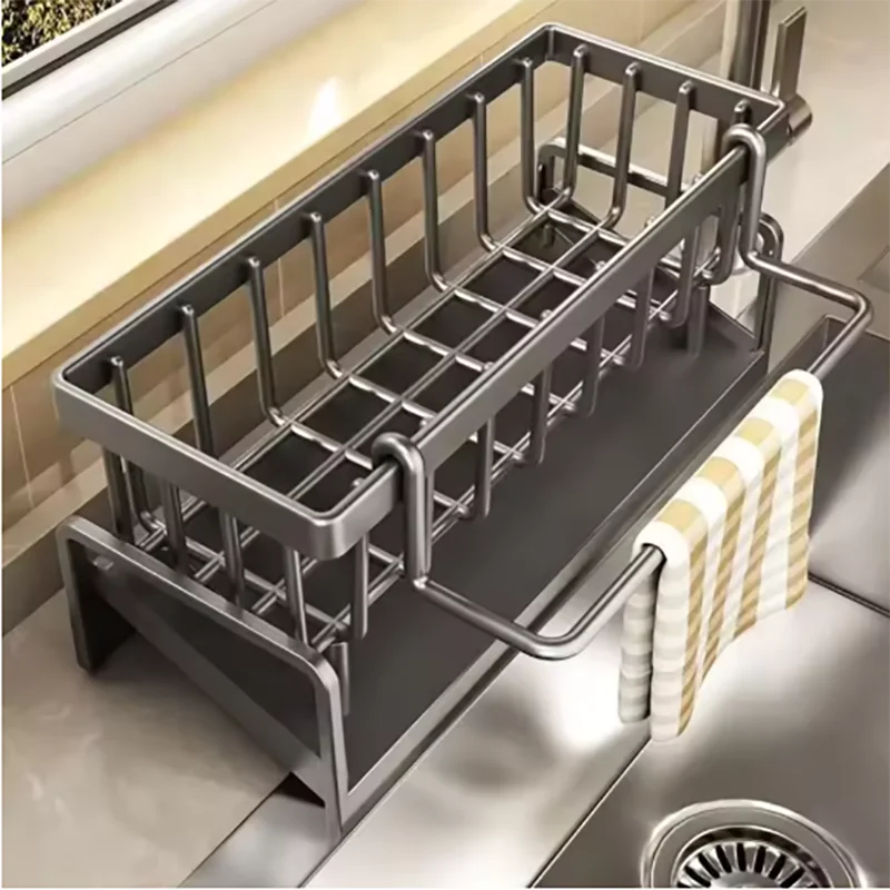 Kitchen Sink Drain Rack Organizer Plastic Self-draining Sink Shelf Soap Sponge Holder Dishcloth Towel Rack filter basket