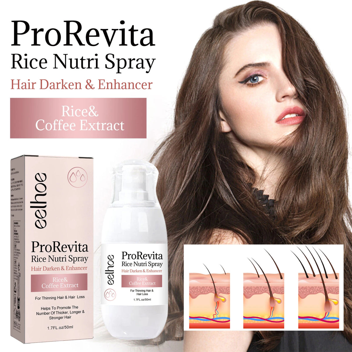 Rice Hair Care Spray Promote Hair Growth Repair Damaged Hair Strengthens Hair Fibers Reduces Hair Loss Breakage Rice Nutri Spray