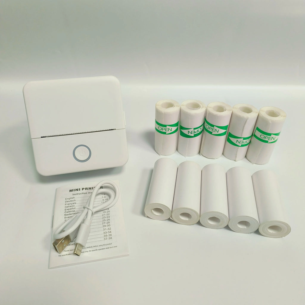 Wireless Mini Photo Printer Set with 5 Sticker Rolls & 5 Thermal Paper, Bluetooth Mobile Printing for Pictures, Photos, Labels