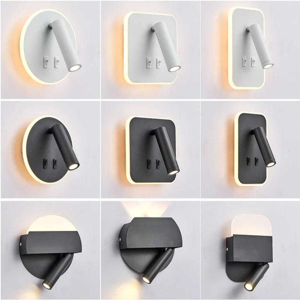 Rotatable Wall Lamp 3W 6W 9W 10W Modern LED Wall Light Home Decoration Angle Adjustable Bedroom Bedside Sconce Lamp for Home
