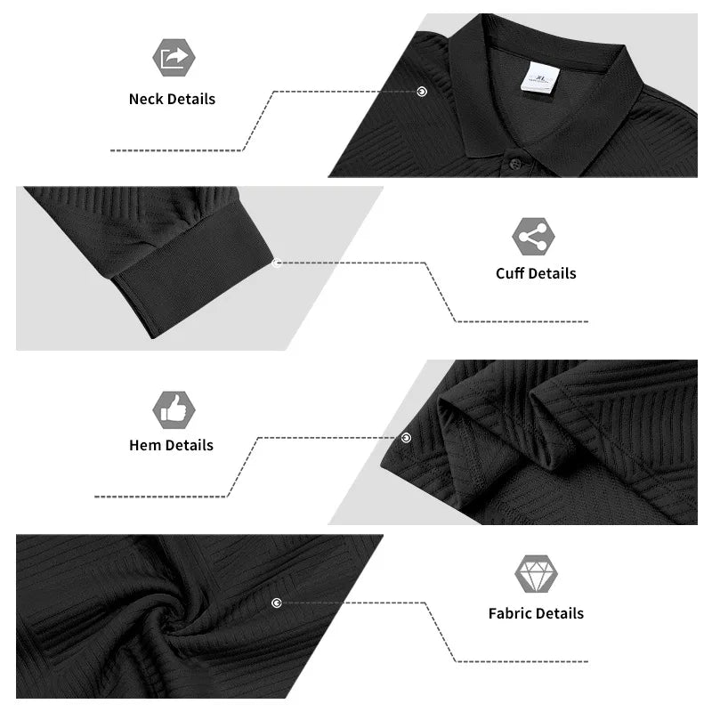 2025 spring and autumn men's light luxury casual simple lapel jacquard POLO button-down long-sleeved sweater
