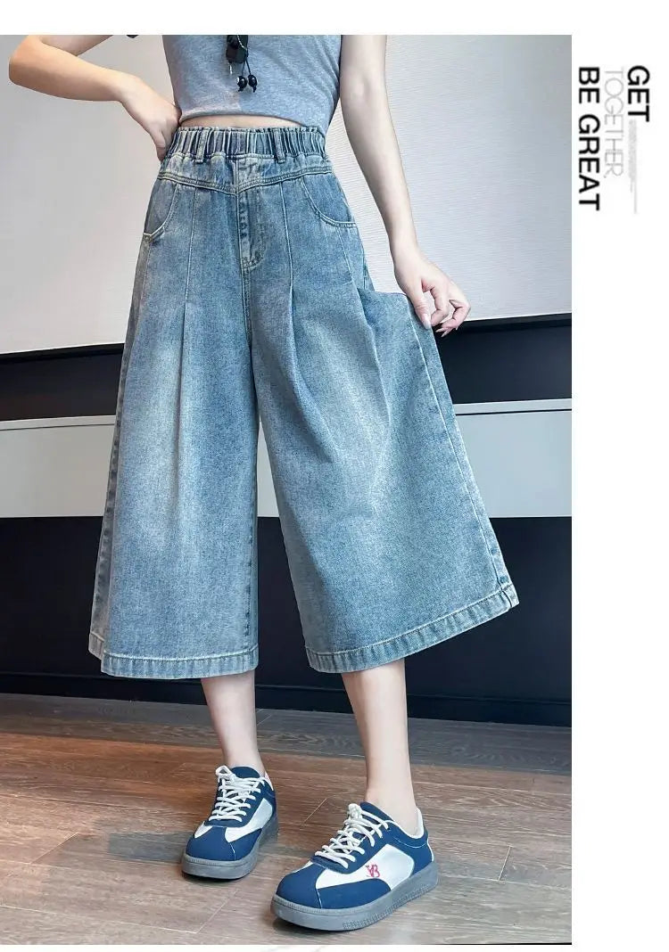 Denim Shorts Loose High Waist Wide Leg Shorts