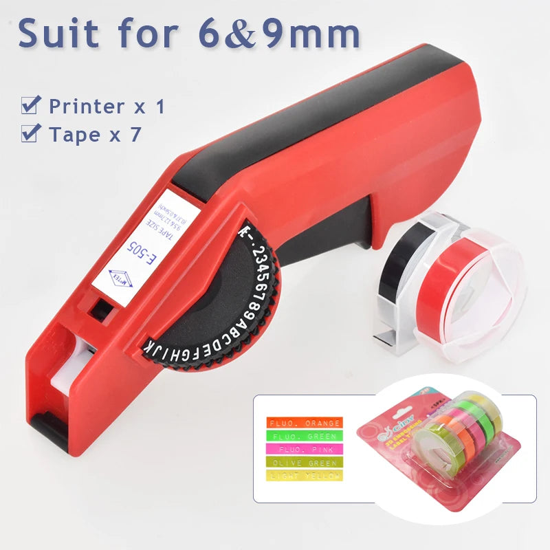 Original Motex E5500 E-505 Manual Label Maker e-5500 Suit For 6/9mm DYMO 3D Embossed Tape Can Replace 1610 12965 1880