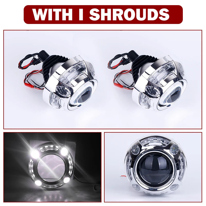3 Inch H4 H7 LED Angel Eyes Bi LED Lenses 9005 9006 Projector Headlight For Hella Car Lights Headlamp Car Accessories RHD 160W