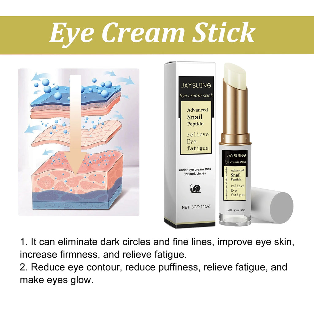 Snail Eye Cream Stick Anti-Puffiness Wrinkle Removal Fade Dark Circle Fine Lines Repair Moisturizing Firming Lightening Eye Care