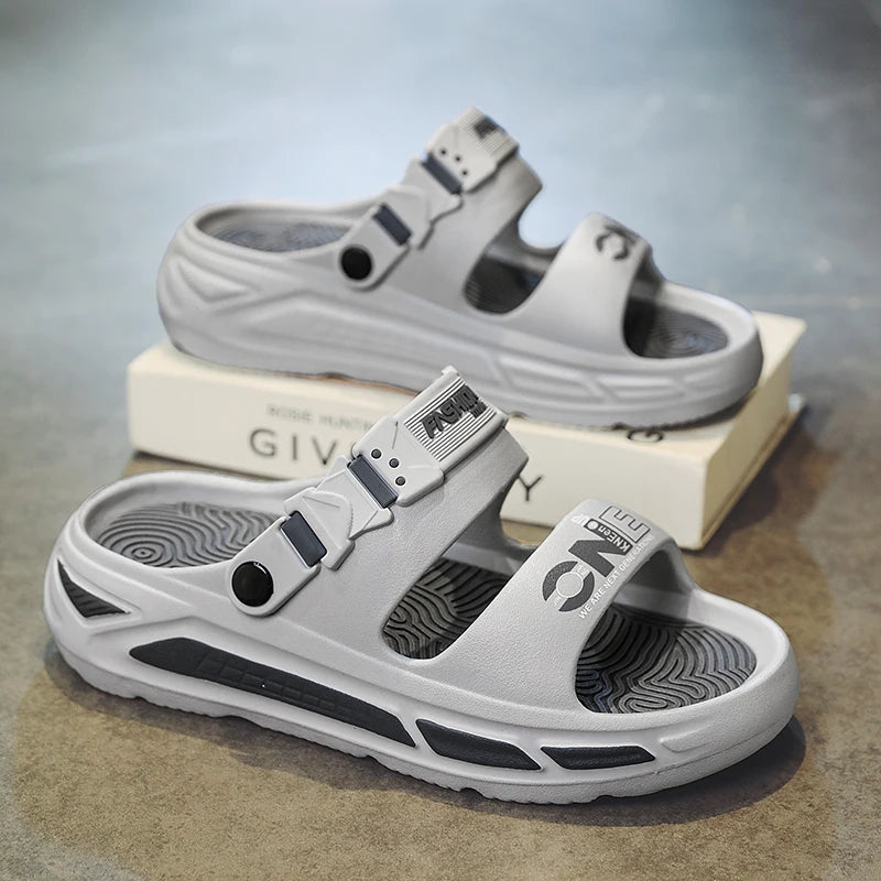 2026 New Summer Man Sandals Soft Bottom Slides Non-slip Thick Soled Men's Slippers Flip Flops Indoor Outdoor Beach Sandals