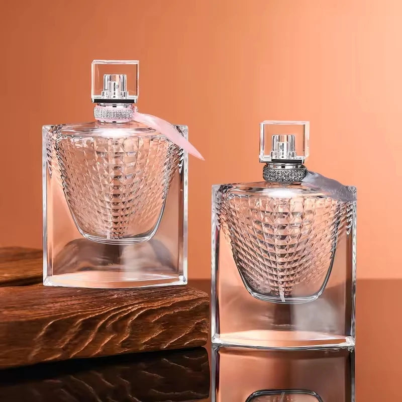 1pc 75ml Fish Scale Bottle with Silk Scarf Cap Transparent Glass Cosmetic Dispensing Empty Bottle Bayonet Perfume Bottle