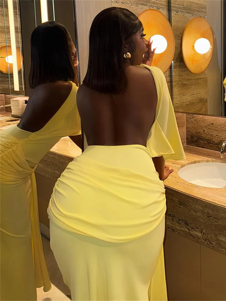Weird Puss Sexy Split Dress Women Y2K Belt Ribbon Patchwork Backless Short Sleeve Classic Evening Birthday Party Elegant Bodycon