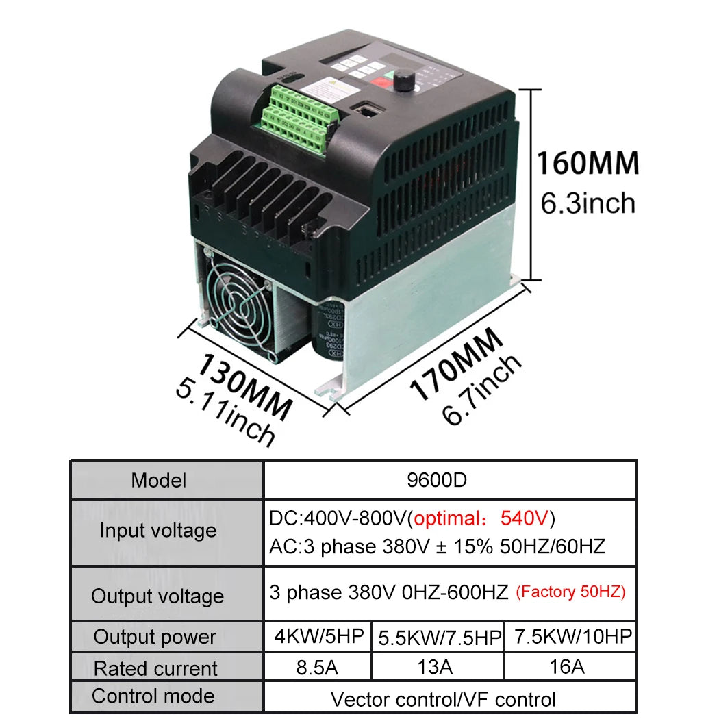 Solar VFD Frequency Inverter 0.75KW/1.5KW/2.2KW/4KW/5.5KW/7.5KW/11KW/15KW  380V For Motor Frequency Converter Adjustable Speed