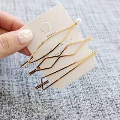 3Pcs/set Pearl Metal Gold Color Hair Clip Bobby Pin Barrette Hairband Hairpin Headdress Women Girls Lady Hair Styling Tool