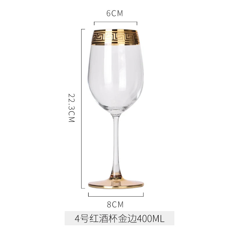 Phnom Penh Silver Rim European Glass Brandy Champagne Glasses Tall Wine Glasses Crystal Wine Glasses Table Household Glasses