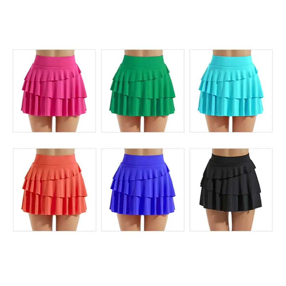 2 Pockets Women's Pleated Tennis Skirts Ruffle with Shorts Golf Athletic Skirt Quick Drying Tummy Control Sports Dance Skirt