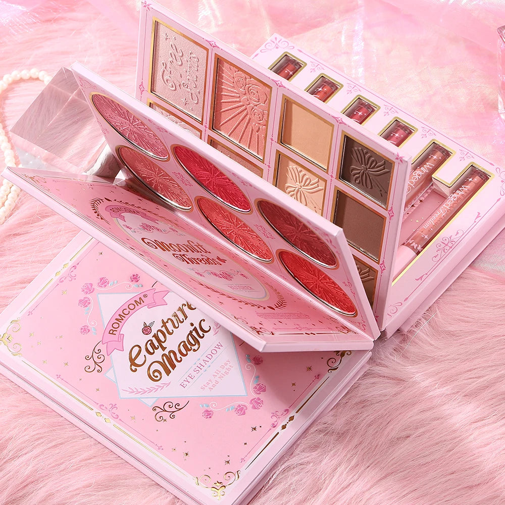 5 Layers All In One Makeup Book Palette,48 Eyeshadow+6 Blush+Contour Highlight Brow Pomade+6 Lipstick Full Face Makeup Kit