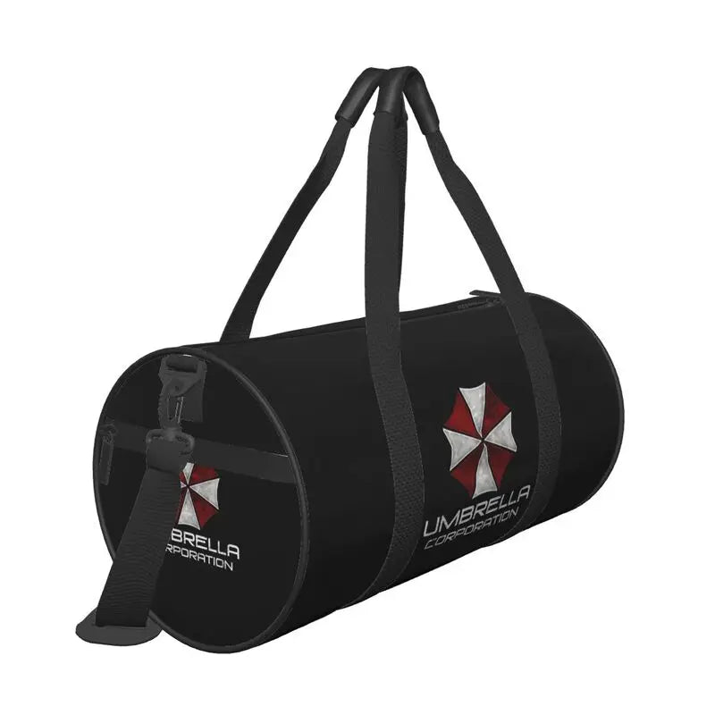 Umbrella Corporation Print Round Travel Duffel Bag Waterproof Durable Sports Gym Fitness Bag with Shoe Compartment Wet Pocket
