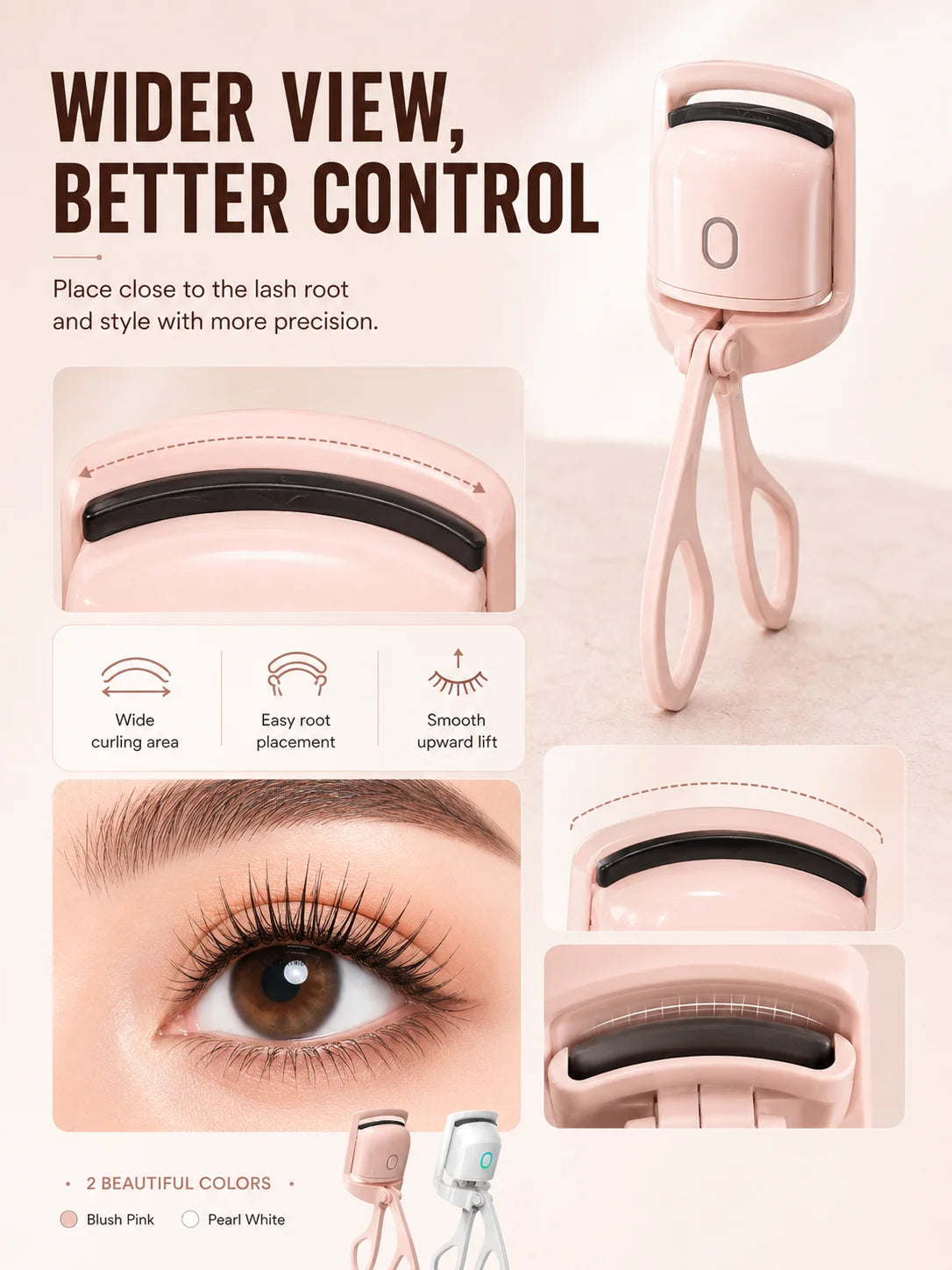 Electric Lash Curler for Women USB Rechargeable Heated Eyelash Styling Device Portable Beauty Tool for Eye Makeup
