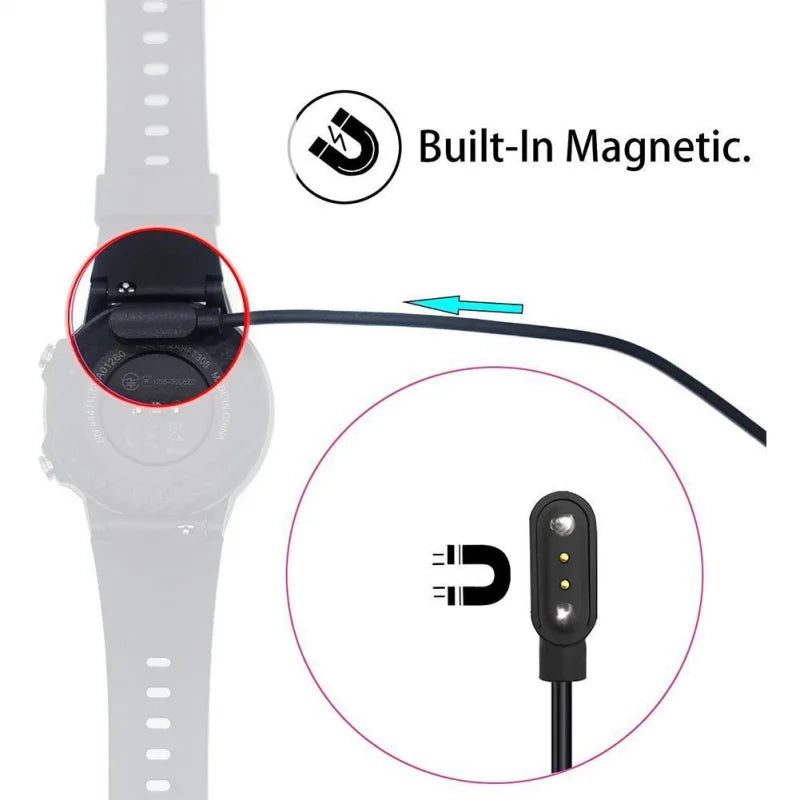 Universal 2Pin 4mm 7.62mm 4Pin Strong Magnetic Charge Cable USB Charging Line Cord Black White for Smart Watches