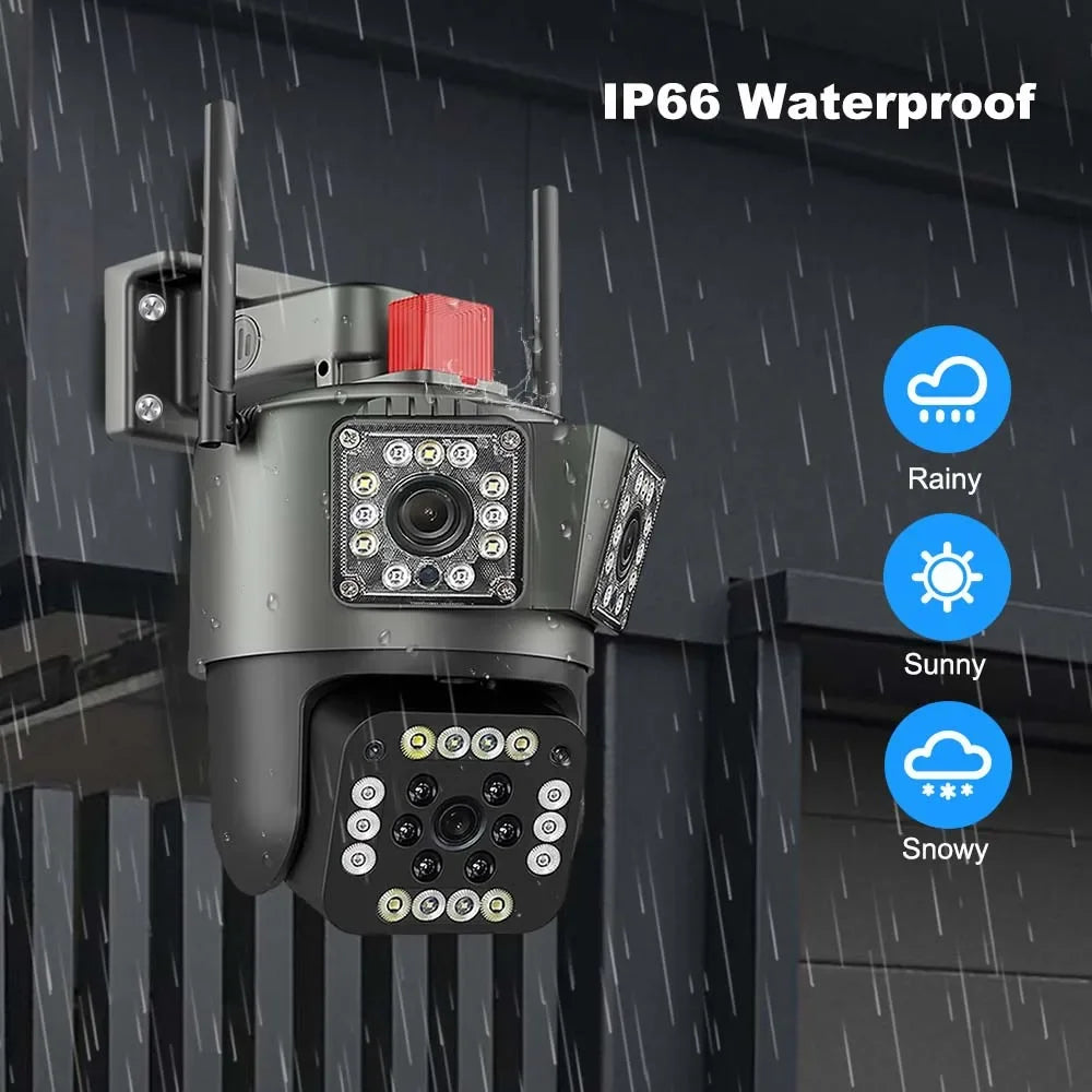 6K 12MP WiFi Security Camera with 8X Zoom Triple Lens Auto Tracking 8MP IP CCTV for Smart Home Wireless Surveillance