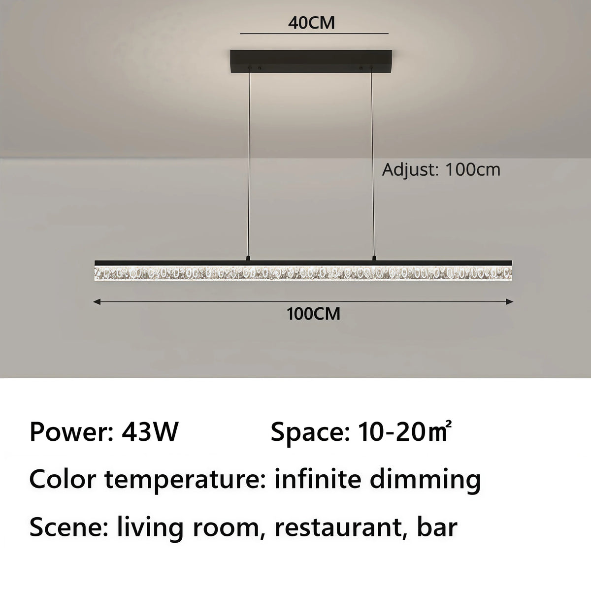 IRALAN Modern Ceiling Chandelier Line Dimmable Pendant Light Home Lamp Hanging for Kitchen Living Dining Room Decor