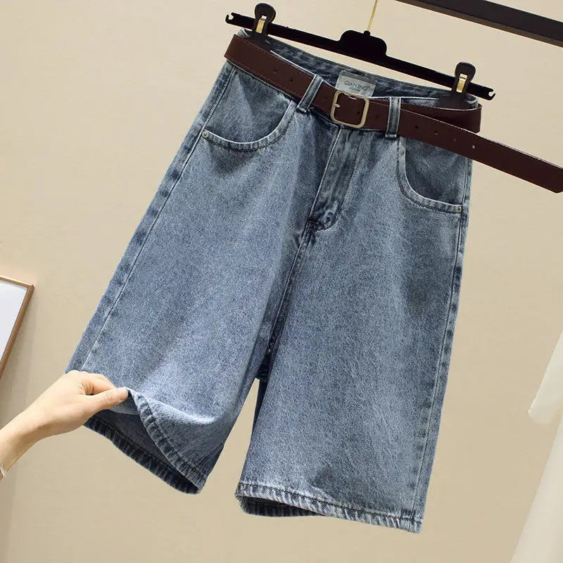 High Waist Denim Shorts Women's Loose Wide Leg Pants Five Parts Summer New Style Casual Comfortable Blue Jeans High Waist Shorts